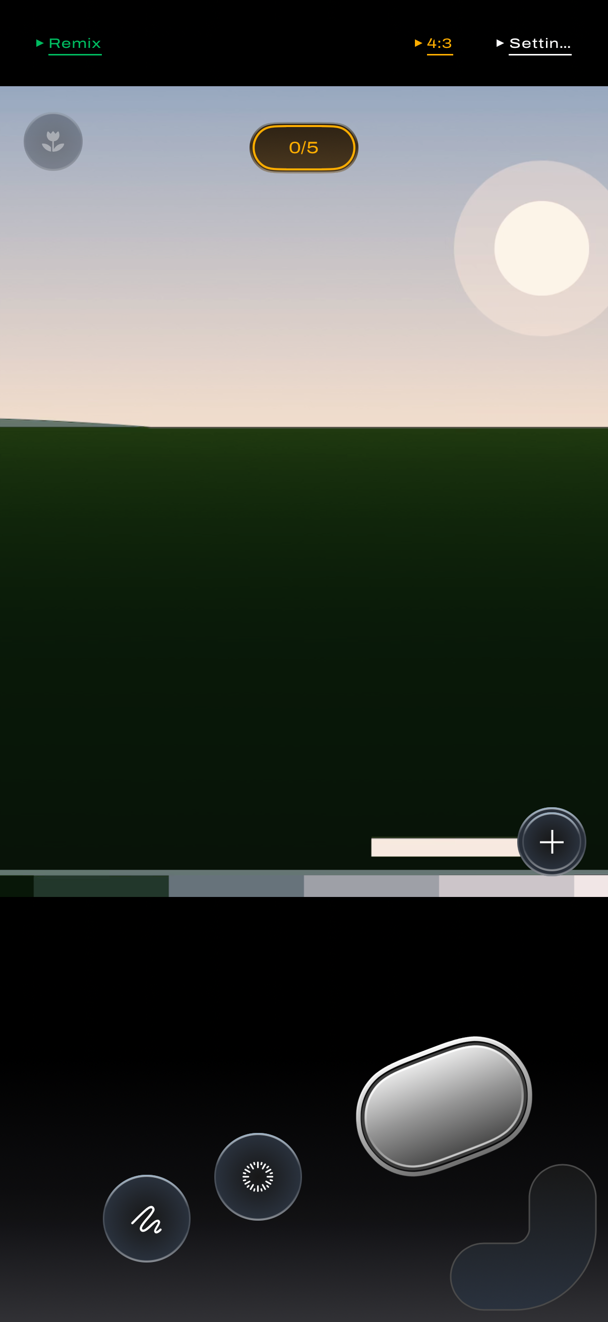 Surface camera viewfinder with film selection, exposure, blur, and light-leak controls